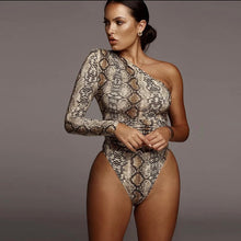 Load image into Gallery viewer, Off Shoulder Snakeskin Body Suit
