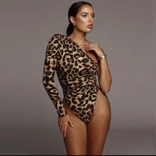Load image into Gallery viewer, Off Shoulder Leopard Body Suit