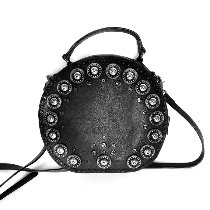 Alanis Black Round Beaded Bag