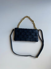 Load image into Gallery viewer, Black Woven Bag with Gold Chain
