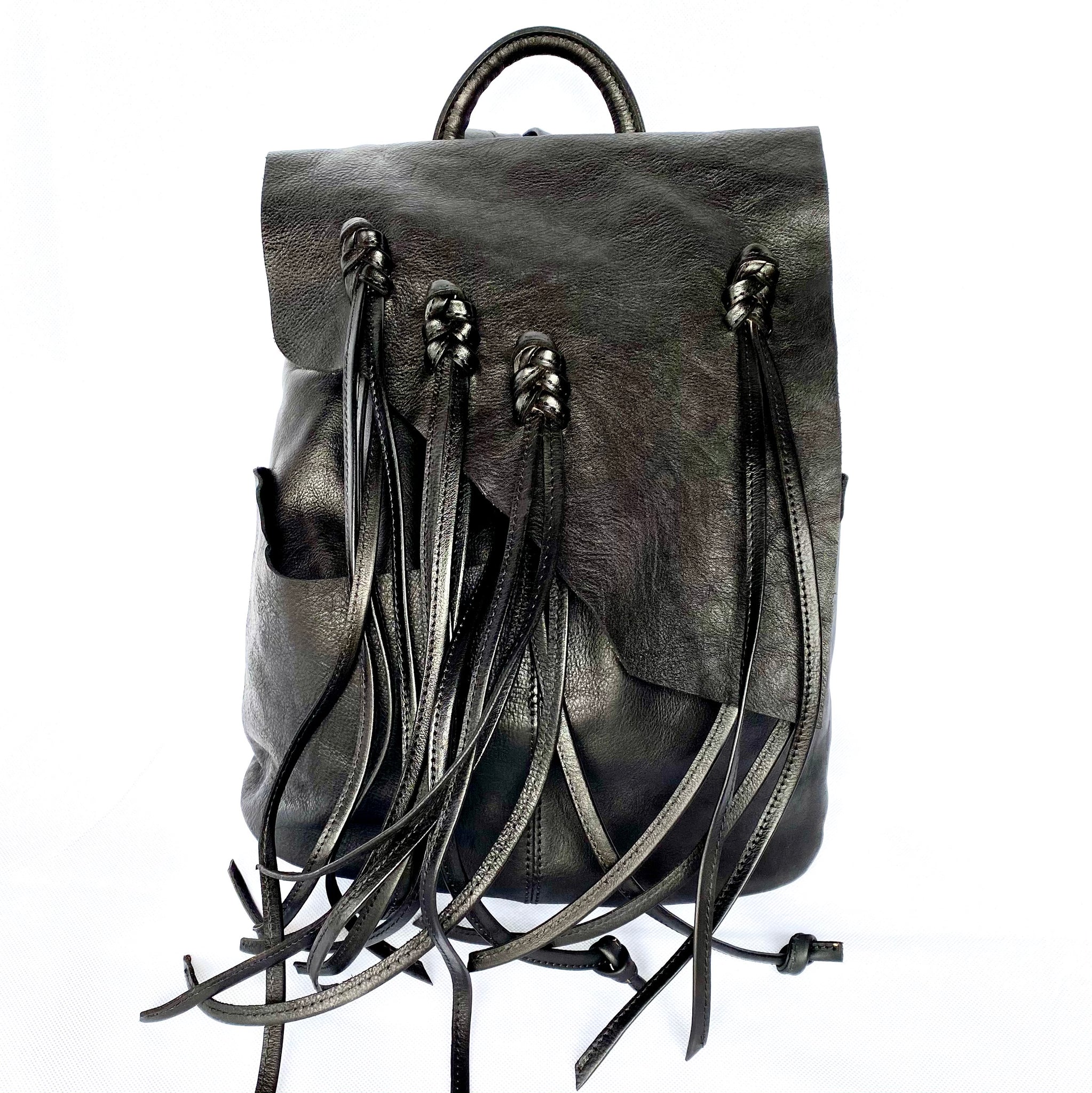 Marianna Black Genuine Leather Backpack – maluniers
