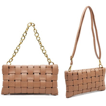 Load image into Gallery viewer, Beige Wowen Bag with Gold Chain