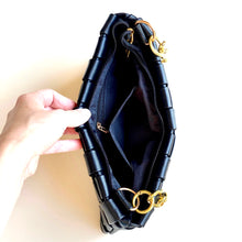Load image into Gallery viewer, Black Woven Bag with Gold Chain