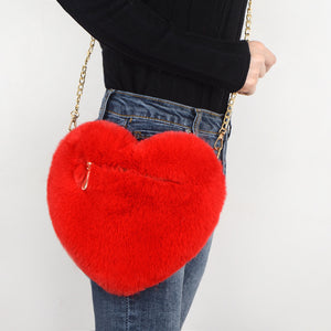 Faux Fur Heart Bag ( Multiple colors)
