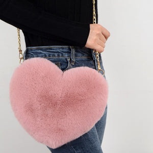 Faux Fur Heart Bag ( Multiple colors)